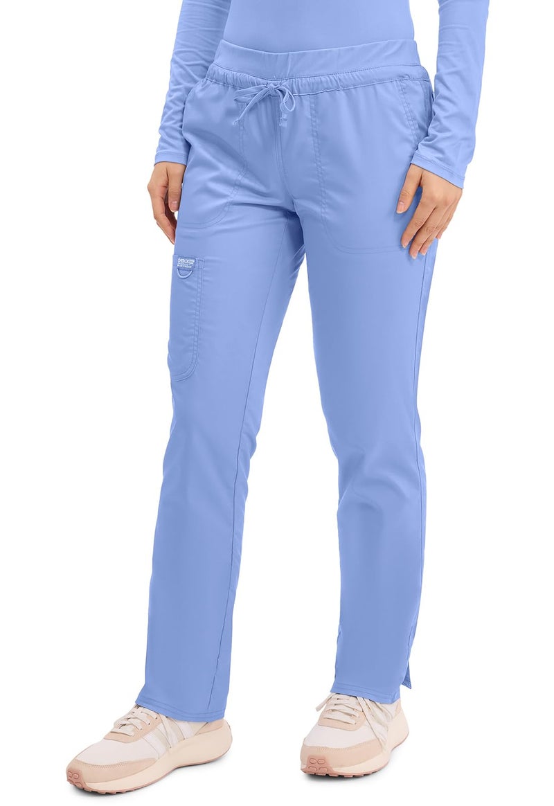 Cherokee Scrubs for Women Mid Rise Tapered Leg Drawstring Pant with 5 Pockets, Cargo Bottom with 2 Way Stretch Fabric - WW105, XL, Ciel Blue - Image 2